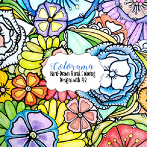 30 Hand-drawn Floral Coloring Designs with PLR