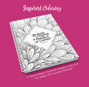 Inspired Coloring - 17 Hand-drawn Coloring Designs with PLR