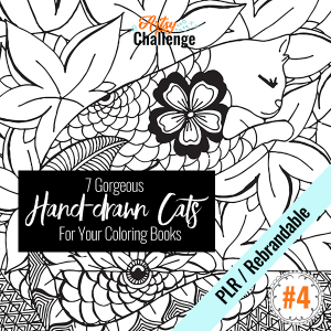 Line Art #4 - Hand-drawn Cats with PLR