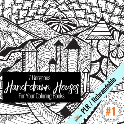 Line Art #1 - Hand-drawn Houses with PLR